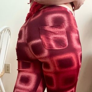 retro vintage red patterned pants size L